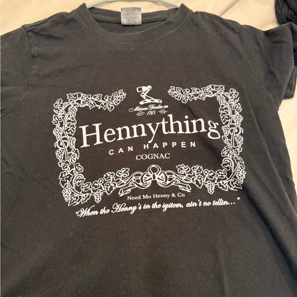 Black Graphic Tee with White Print
